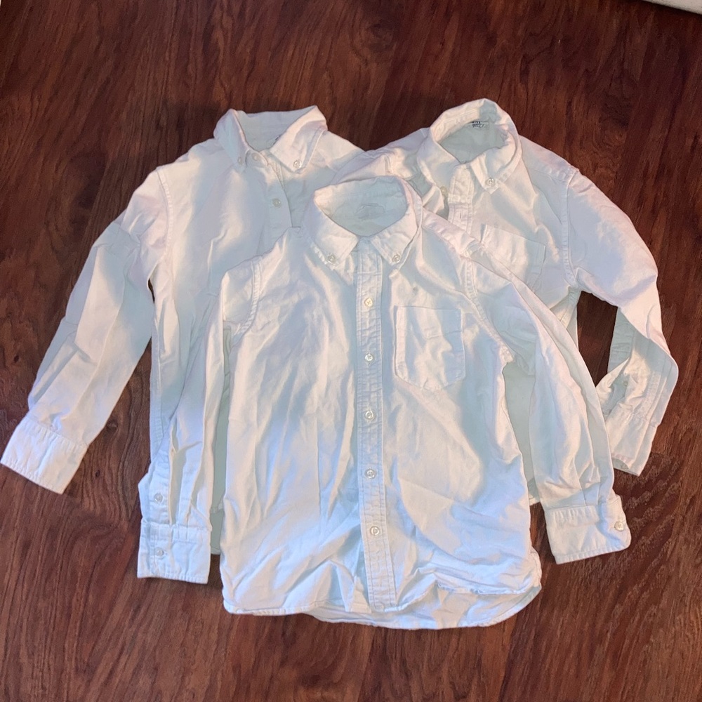 3 Gap Boys Long Sleeve White Uniform Button Down Shirts Sz. S